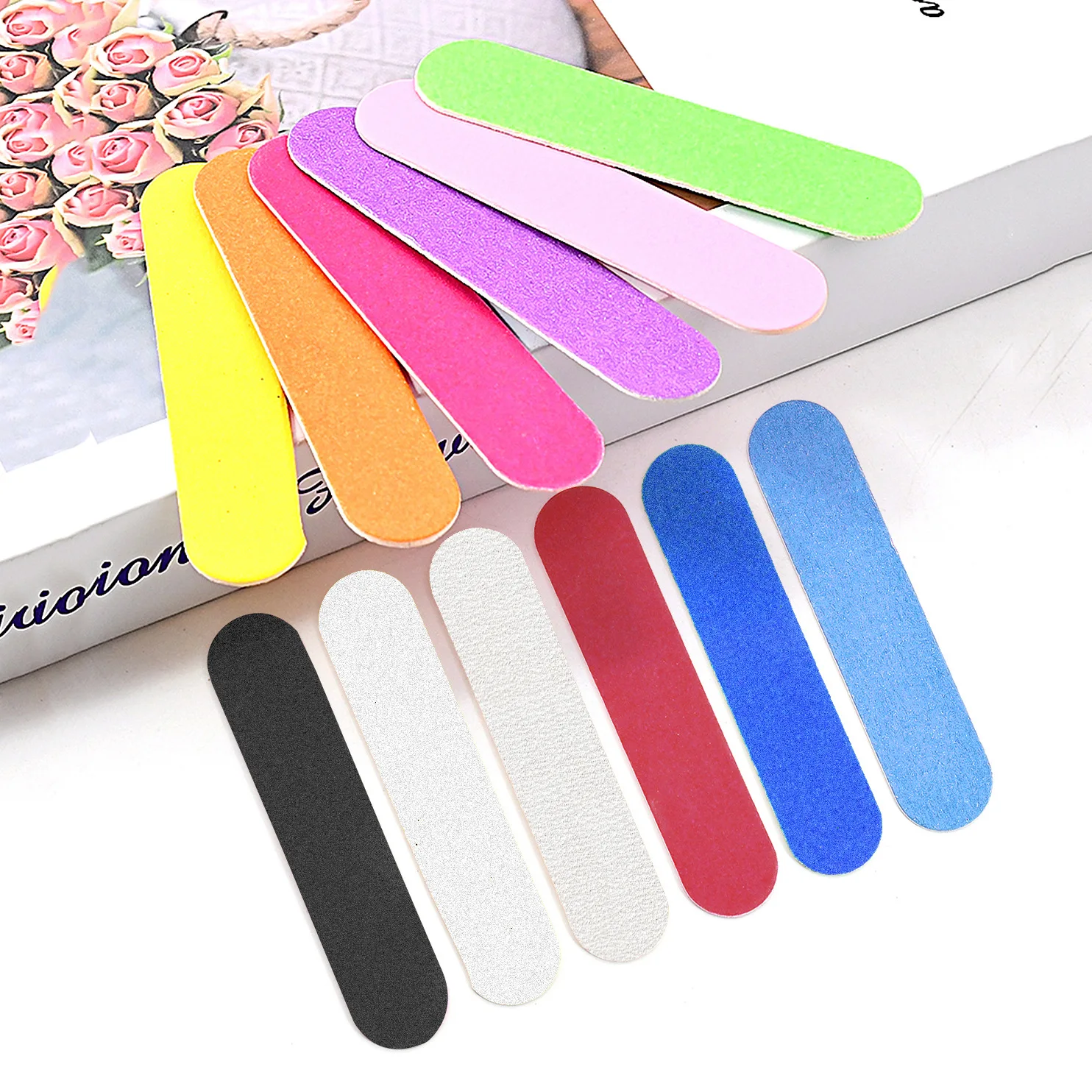 50 stks/partij houten nagelvijl gemengde kleur mini nagelvijl nail art manicure file tool 240/240