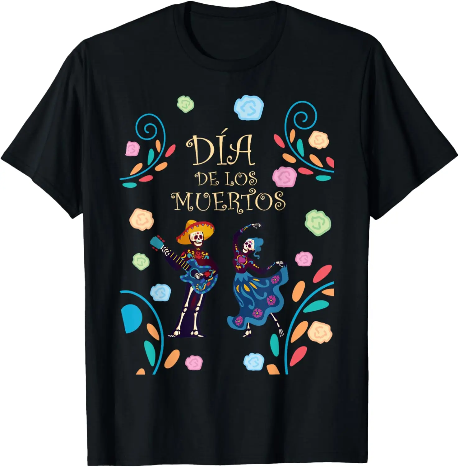 

Dancing Skeleton Guitar Dia De Los Muertos Calavera Day Dead T-Shirt
