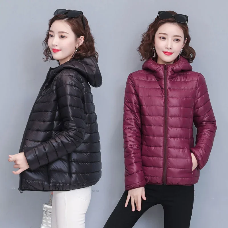 Cropped Thick Padding Feather Zip-up Quilted Padded Female Coats Short Hoodie Lightweight Puffer Women\'s Jacket High Quality Hot