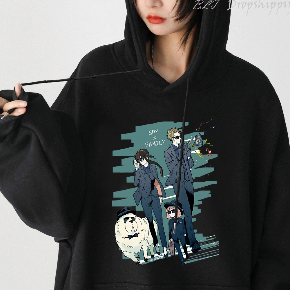 Anime Spy X Family Hooded Anya And Bond Print Hoodie Men Women Clothes Plus Size Sweatshirt Harajuku Streetwear Unisex Pullover