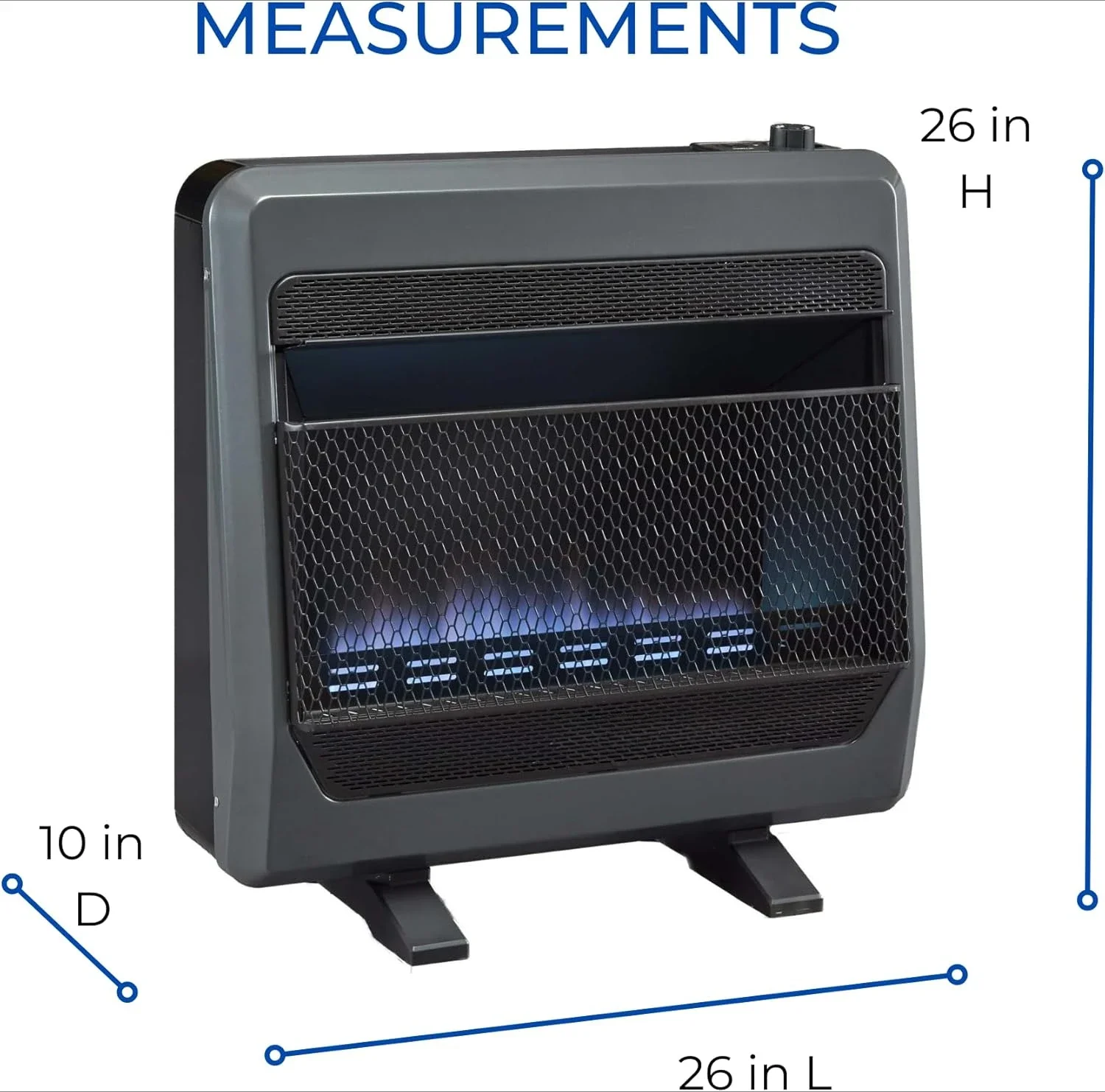 home.B30TPB-BB Aquecedor de espaço de chama azul a gás propano sem ventilação com controle de termostato, 30000 BTU, aquece até 1400 m2. Pés., inclui