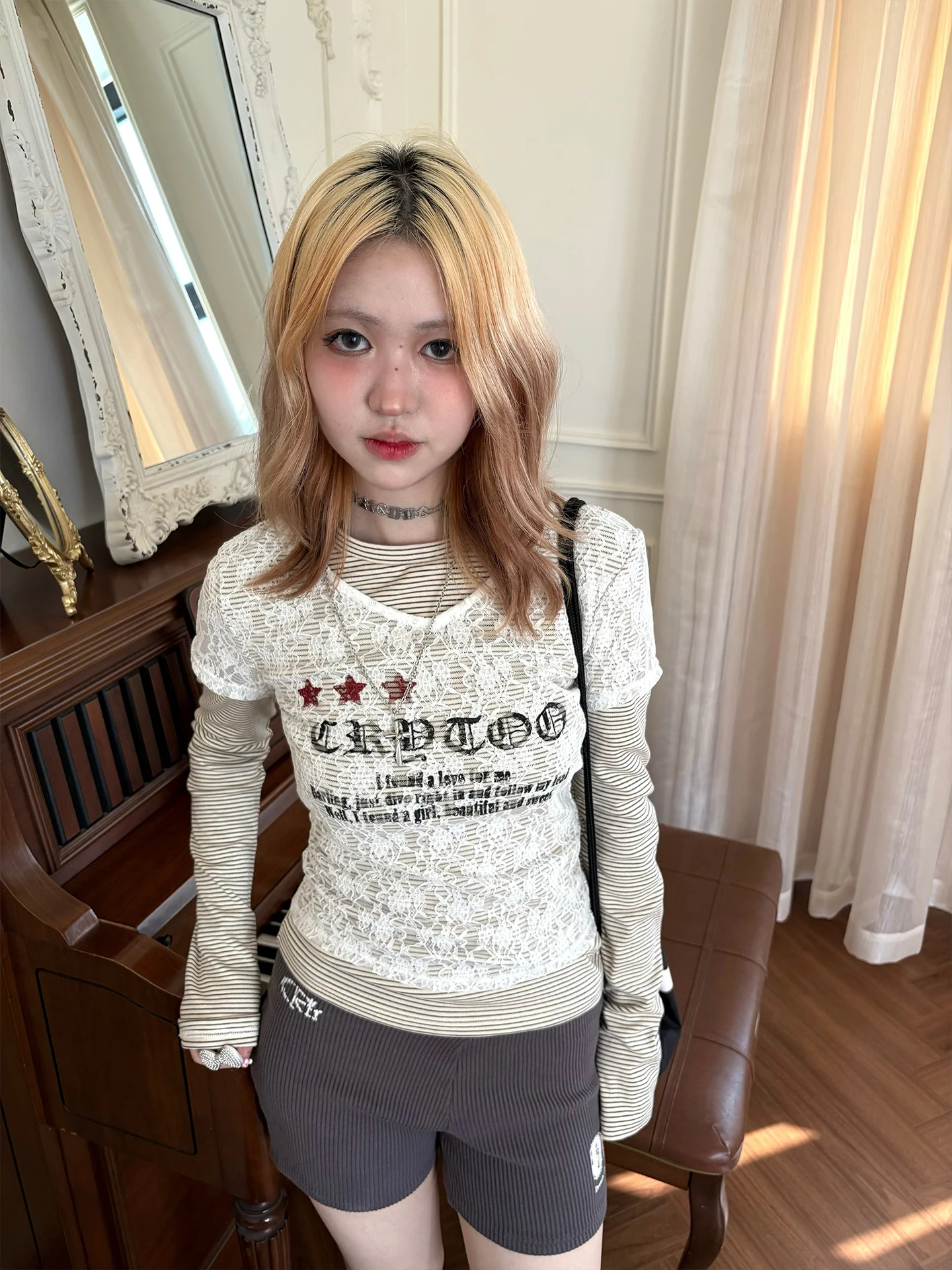 

Художественная футболка Spring Field Botta Long Sve с принтом кружевной звезды, женская модная удобная футболка из смеси хлопка