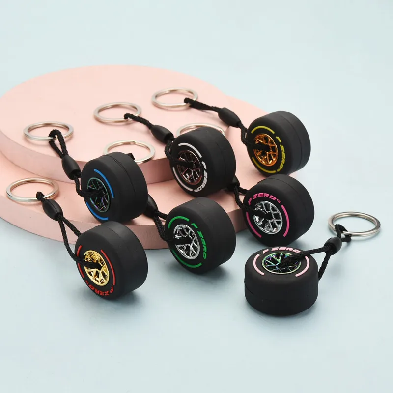 Luxury Mini F1 Racing Tire Keychain Car Key Accessories PVC Tyre Pendant Bag Charm Men's Gadgets Gifts For Friends Car Lovers