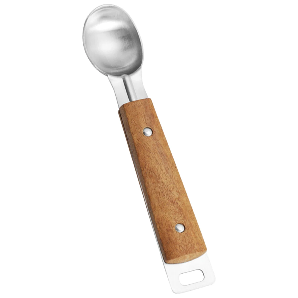 

Wooden Handle Snowball Spoon Scoop for Ice Cream Dessert Fruit Melon Baller Stainless Steel Kitchen Tool Anti Rust Easy Clean