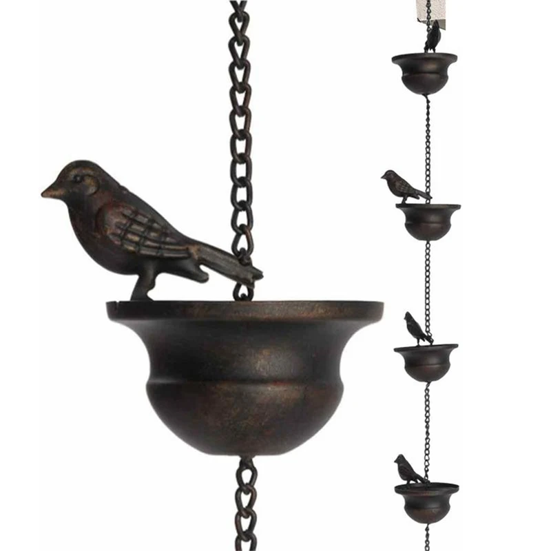 1 Piece Mobile Bird Outdoor Rain Chain Outdoor Decoration Hanging Chain Mobile Birds On Cups Rain Chain Metal