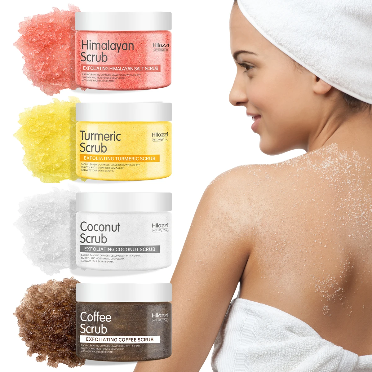 200g Himalayan Salt Body Scrub Exfoliating Deep Cleansing Turmeric Moisturizing Hydrating Coconut Coffee Smooth Skin