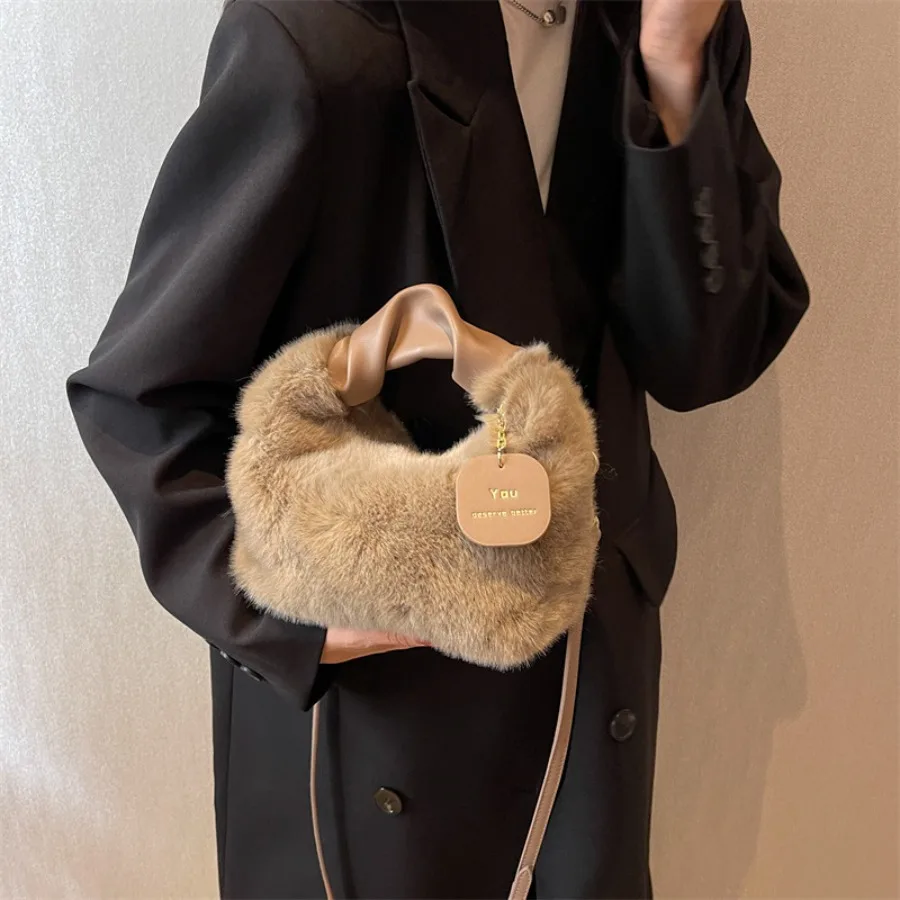 

【New style】High-end water-sensitive fluffy bag Bags new - handbags shoulder armpit backpack