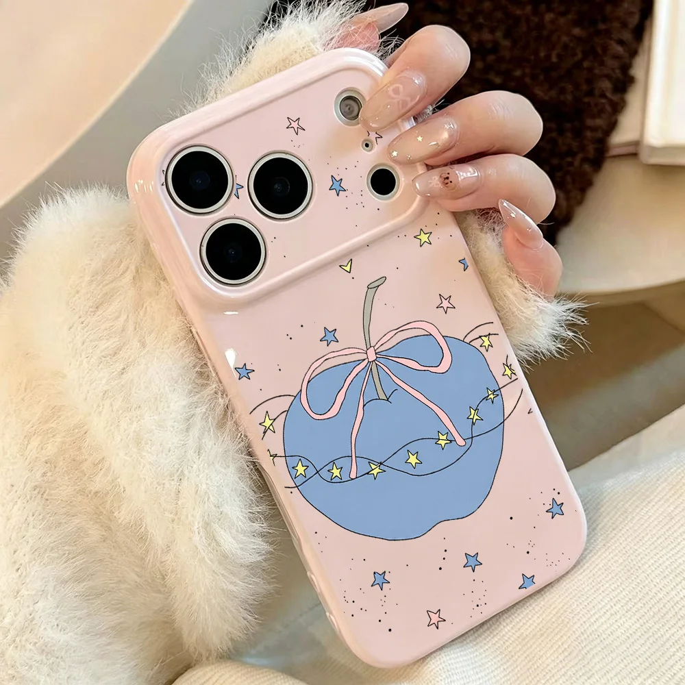 Blue Apple Star Phone Case For Samsung A56 5G A37 A17 A07 4G A55 A26 A54 A35 A15 4G A06 4G A05 Silicone Cover Funda Shockproof