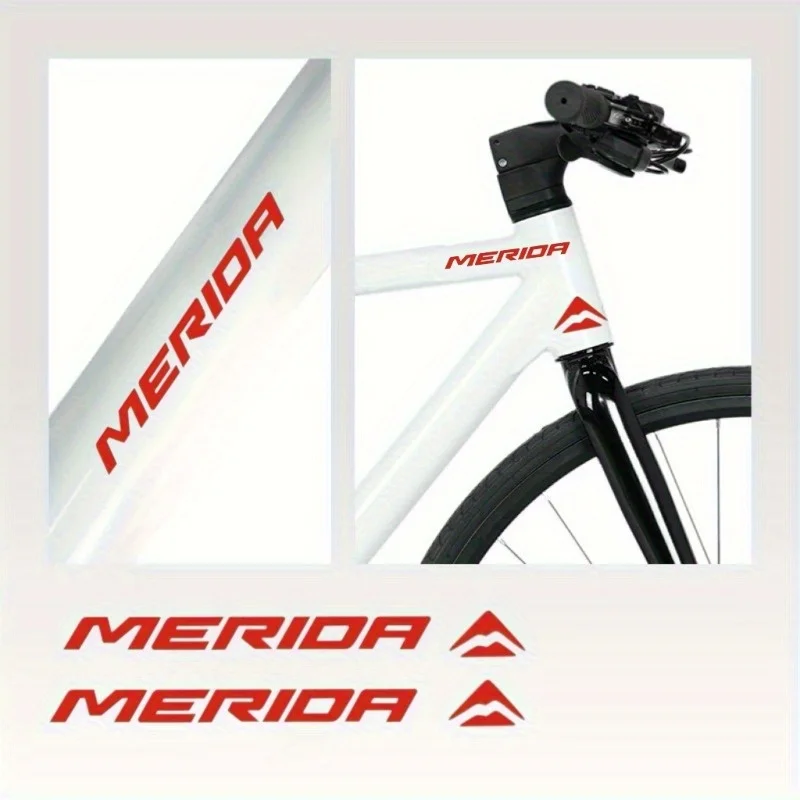 مجموعة ملصقات دراجة نارية مكونة من 4 قطع: 2 ملصق دراجة بشعار MERIOA + 2 ملصق إطار غطاء خدوش الطريق، دراجة الطريق MERiOA الأمامية #1