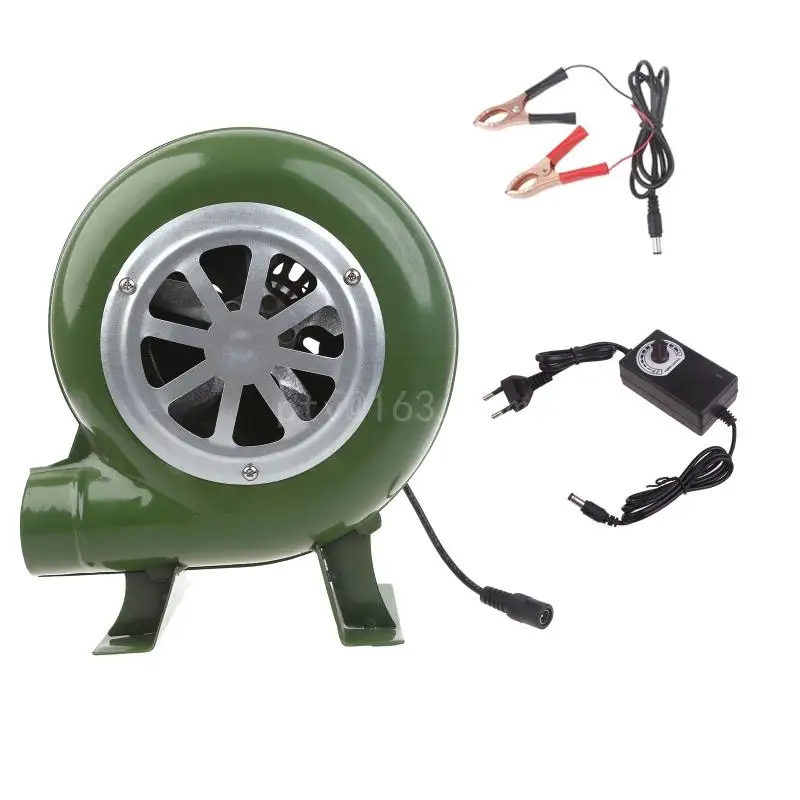 BBQ Fan Mini Blacksmith Forges Blower 3-12V with Air Duct Iron Power Clip Cable for Camping Outdoor Blowers Fan