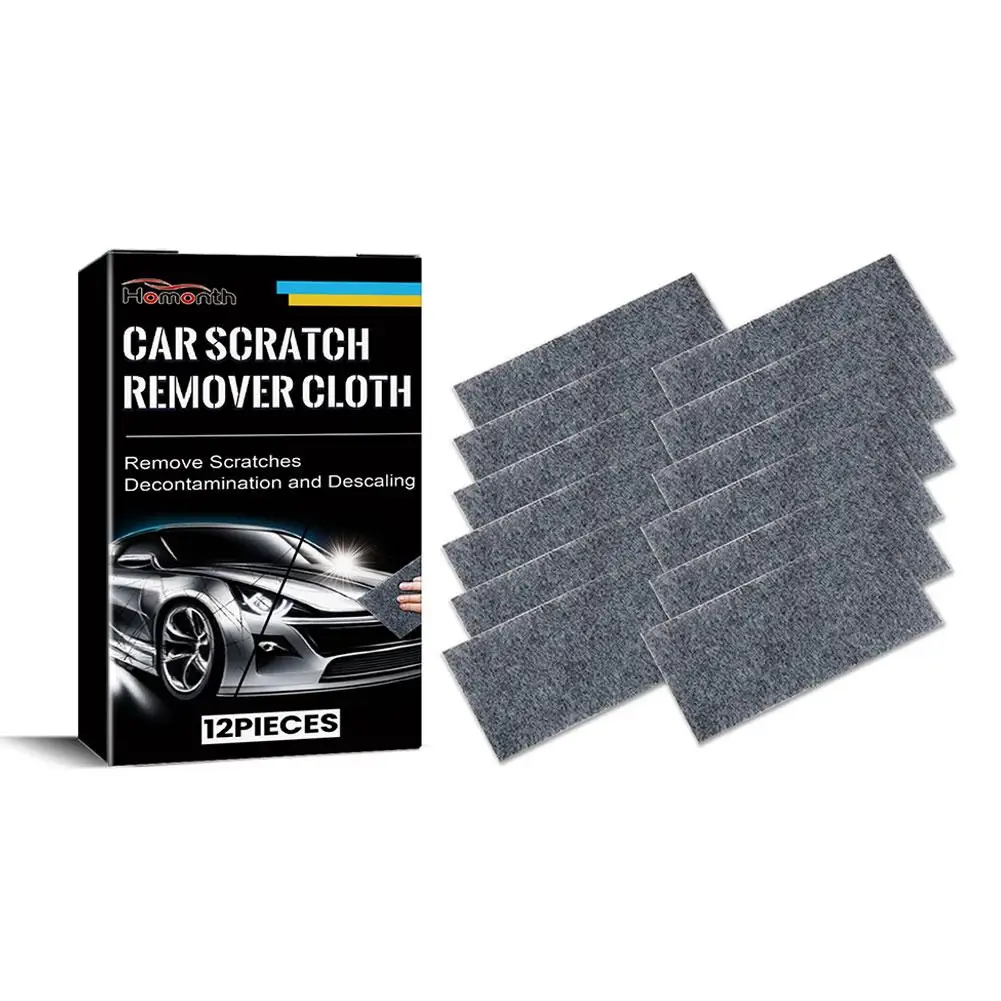 12Pcs Car Scratch Wiping Cloth Nano Flash Fabric Car Scratches Water Stain Cleaning Scratch Care Car Maintenance