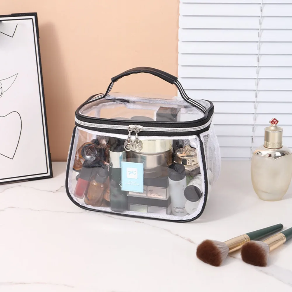 Borsa per cosmetici in PVC trasparente Borsa per trucco trasparente portatile in PVC Borsa per cosmetici impermeabile di grande capacità Shopping