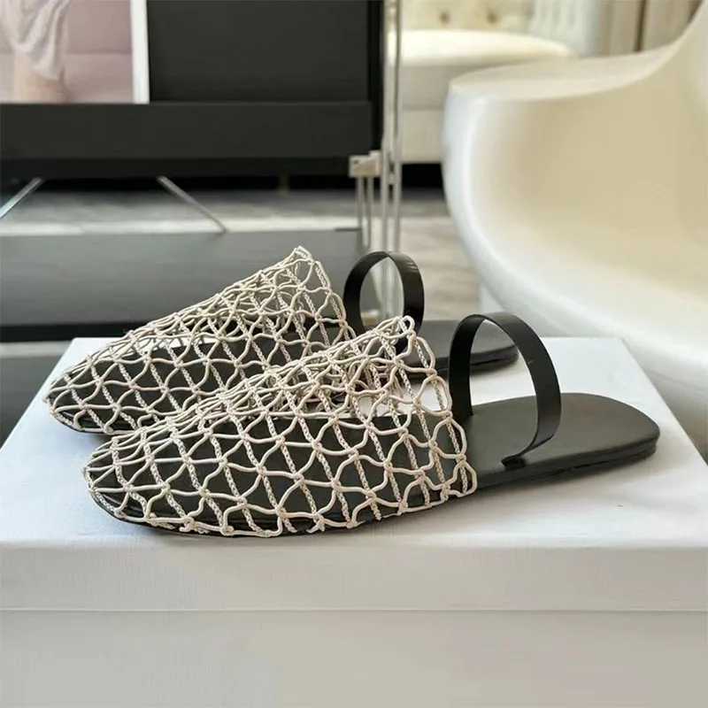 

New Mesh Hollow Outs Slippers For Women Summer Flat Shoes Woman Round Toe Comfort Mules Shoes Sandalias Woman Mujer