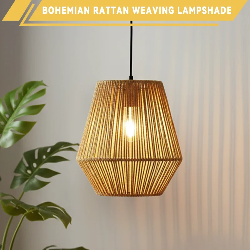 Boho Handwoven Taper Rattan Lampshade, Hollow Wall Sconce Cover, 18x20cm Farmhouse Rustic Shade Indoor Outdoor, Lampshade Only