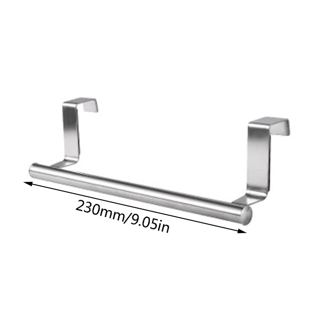 Stainless Steel Single Towel Rack Kitchen Non-Perforated Towel Hanging Rod Cabinet Door Back Rag Hanger