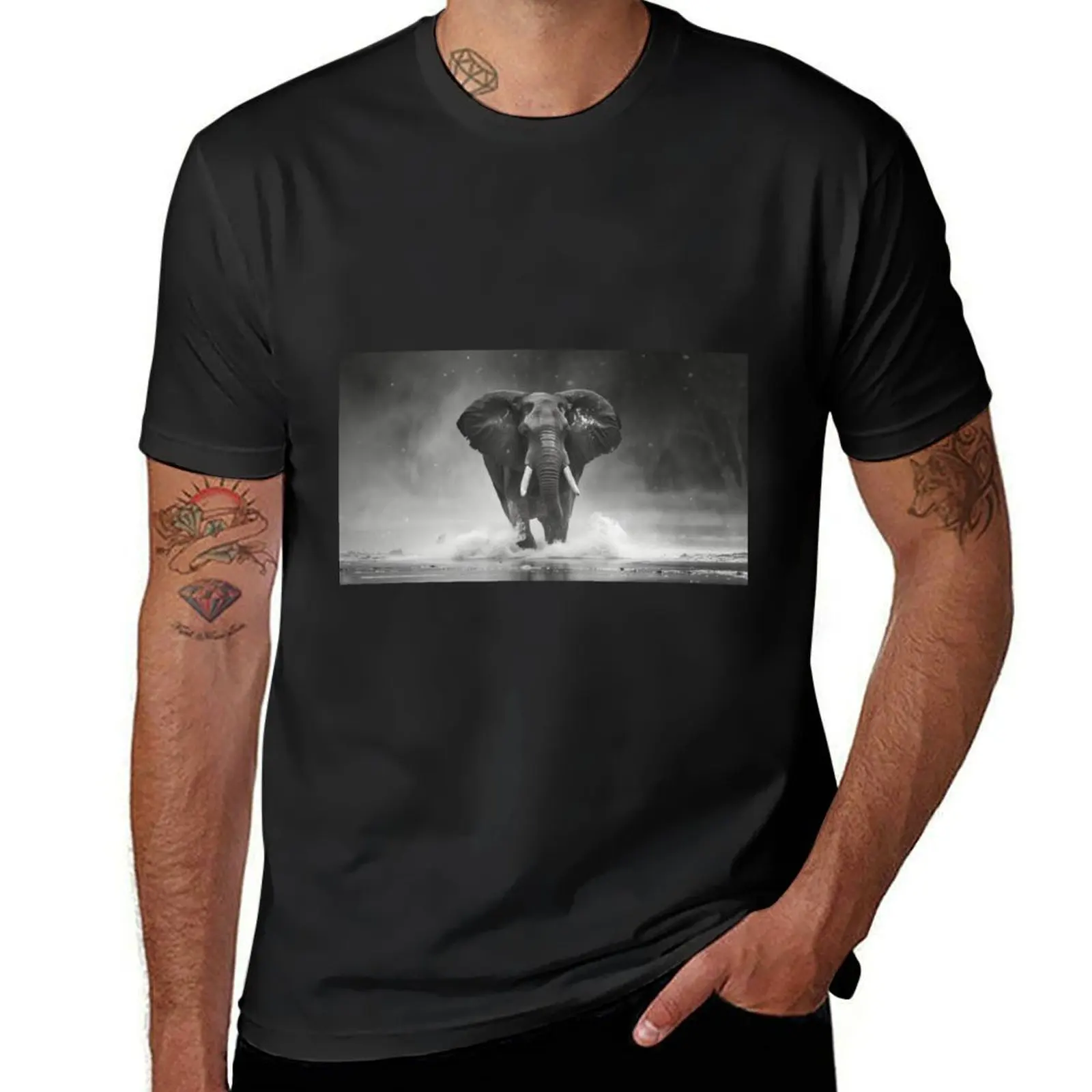 Elephant Majesty in Monochrome T-Shirt blanks cute tops customs design your own mens big and tall t shirts