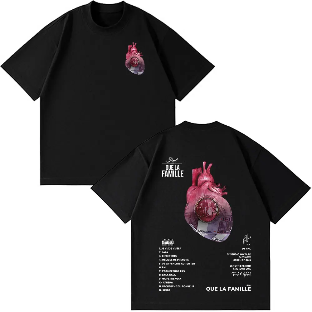 French Rapper PNL Que La Famille Le Monde Chico T-shirt Men Women Hip Hop Fashion Short Sleeve T-shirts Cotton O-Neck T Shirts view 3
