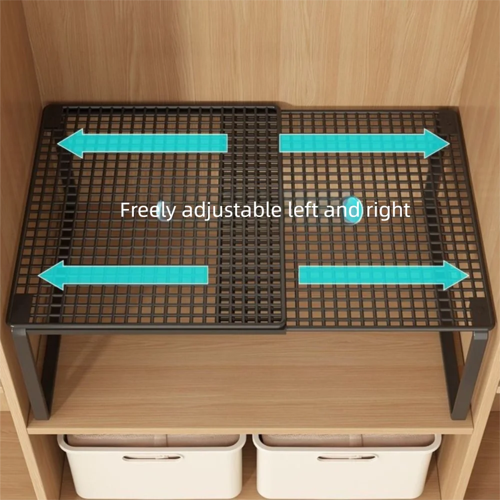 

Металлическая регулируемая выдвижная полка для шкафа DIY, органайзер для гардероба, стеллаж для хранения одежды, для общежития