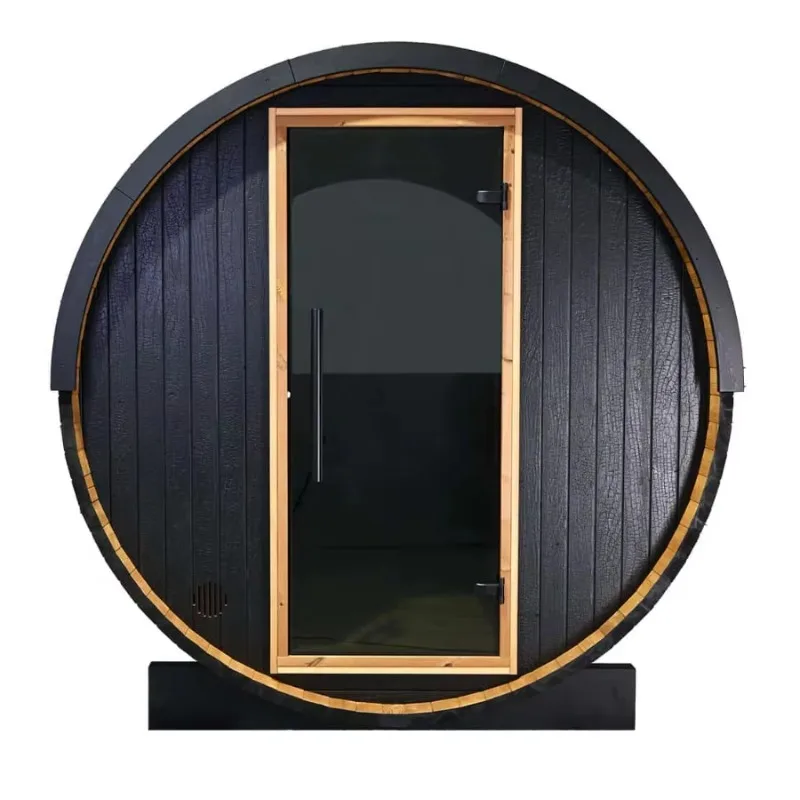 Custom Wholesale 6 Person Red Cedar Pine Barrel Sauna Outdoor Eco-Friendly Traditional Steam Sauna with Half Glass Panoramic