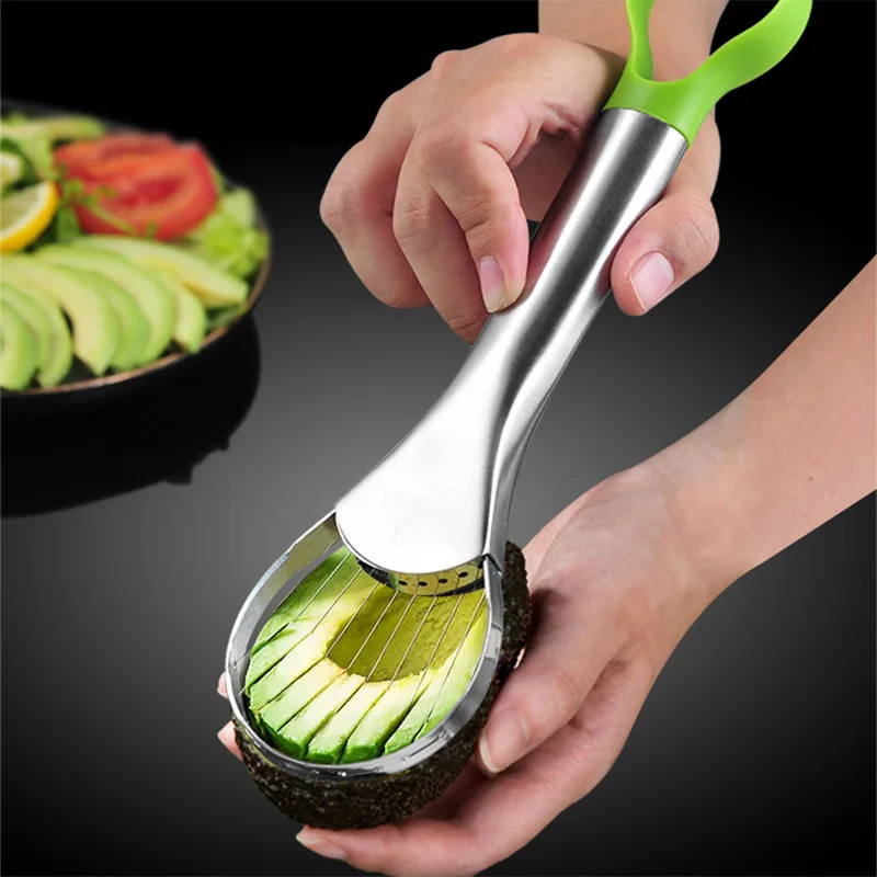 Avocado Slicer 2 In 1 Stainless Steel Avocado Cutter Peeler Knife Pitaya Kiwi Slicer Peeler Kitchen Gadget Fruit Vegetable Tools