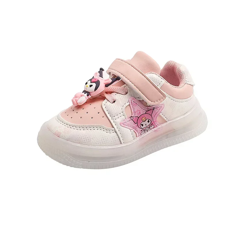 أحذية سانريو كورومي للأطفال أحذية رياضية للبنات لفترة الربيع والخريف مصباح ليد كرتوني Y2K كاوليا حلوة Let In Air Student