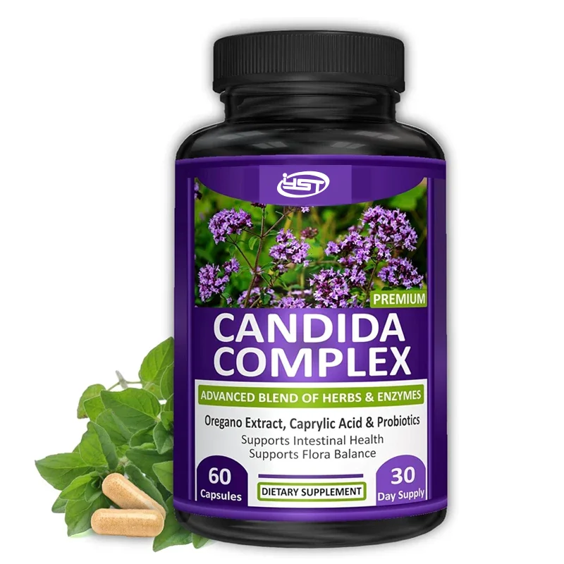 Candida complex, intestinal balance complex, immune support, containing probiotics, 60 intestinal health supplements