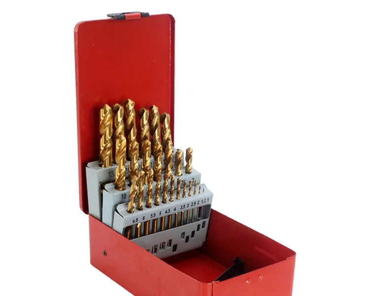 Attachment S/N: 10057A Imported titanium-plated twist drill 1-13mm25-piece set