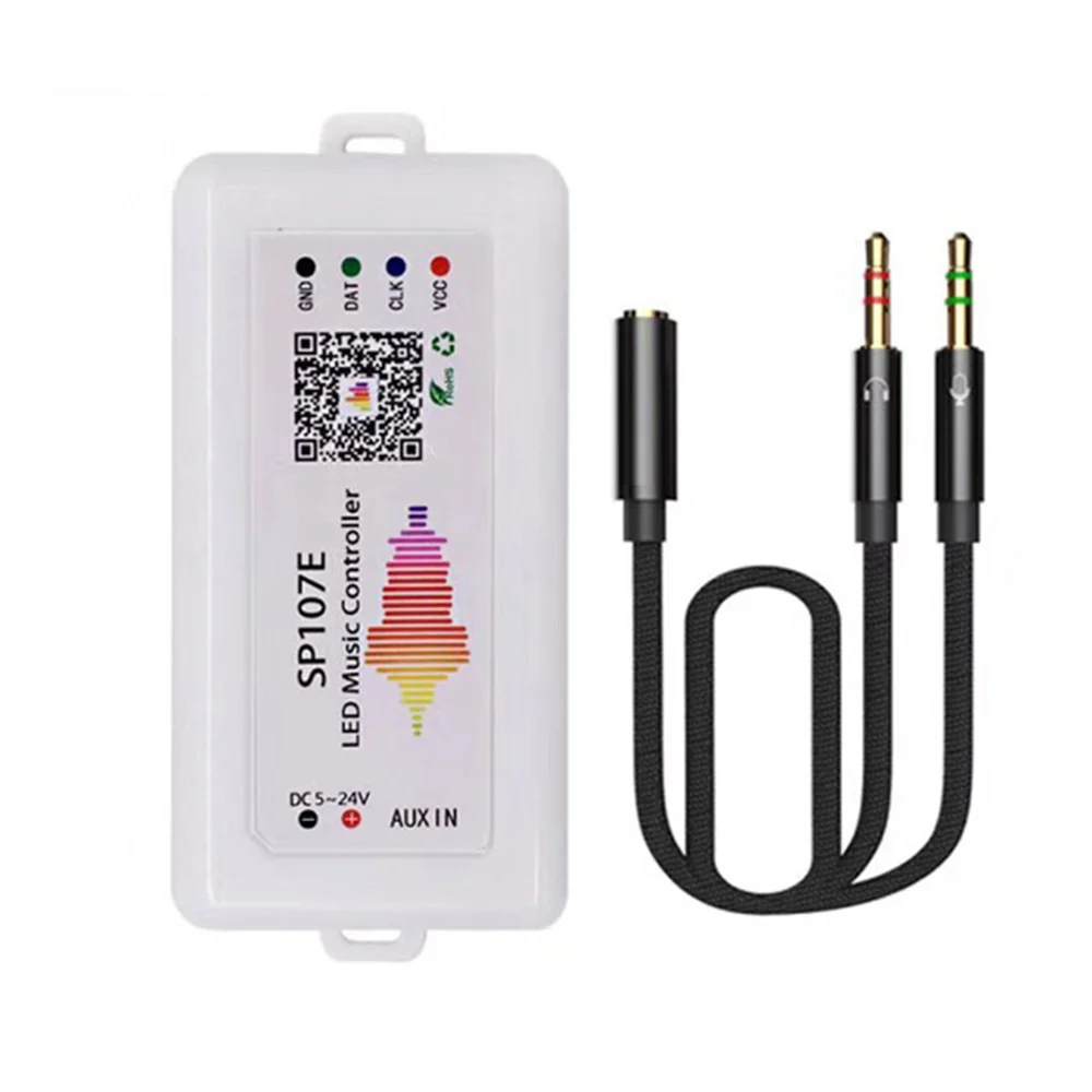 

N10R-2Pcs SP107E LED Controller Bluetooth Pixel IC SPI Music By Phone APP For WS2812 SK6812 RGBW APA102 Strip DC5-24V
