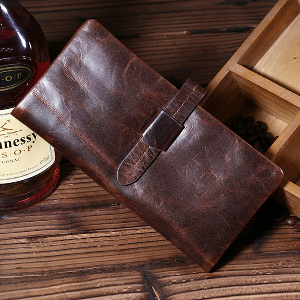 Men Genuine Leather Purse Money Bag Credit Card Holder Coin Case Pocket Designer Retro Male Real Skin Handbag Trend Long Wallet