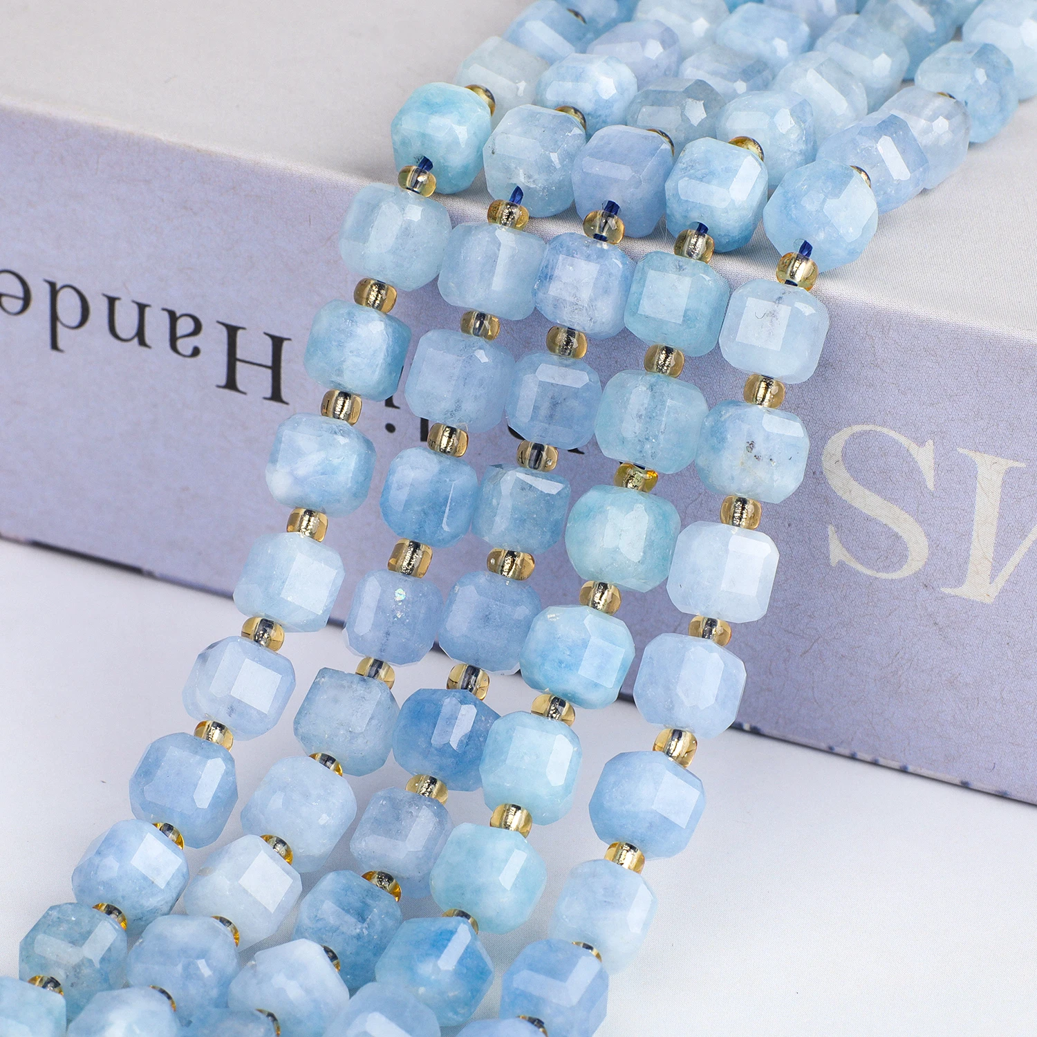 5-8mm AAA+ Faceted Cube Aquamarine Natural Stone Beads Square Spacer Beads for Jewelry Making DIY Charms Bracelets Accessories