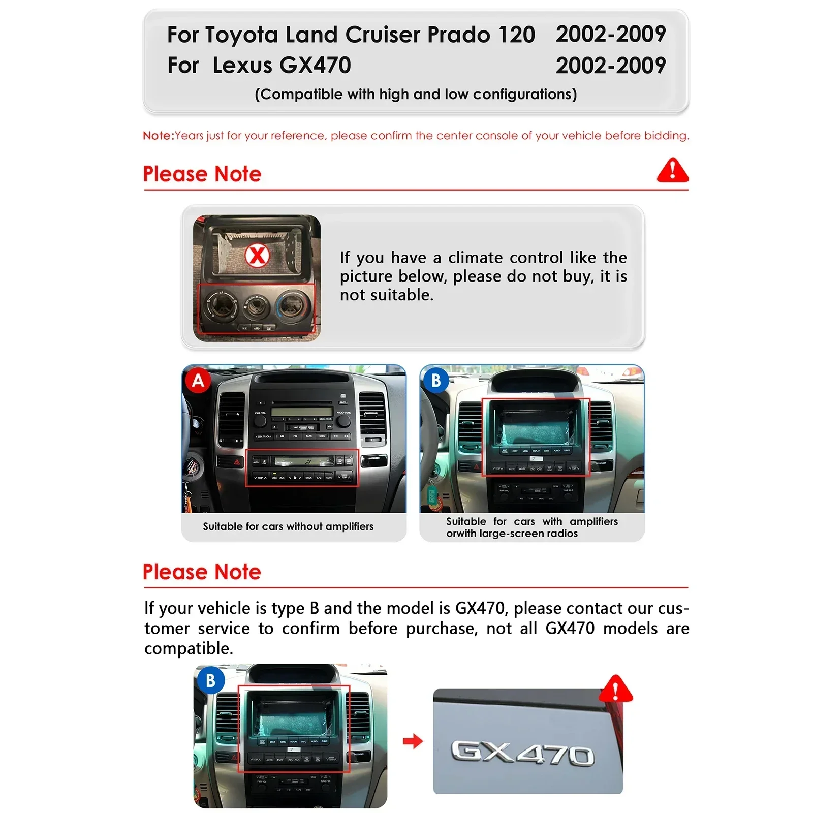 Android 13 for Prado 120 Lexus GX470 for Toyota Land Cruiser 2002-2009 Car Radio Automotive Multimedia Tesla Style Carplay Auto