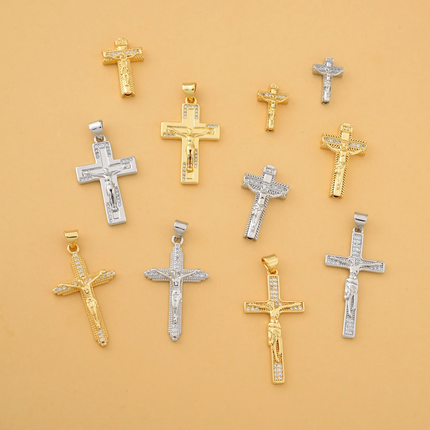 

5pcs European and American Virgin Zircon Cross Pendant Accessories DIY Bracelet Necklace Jewelry Production Material Wholesale