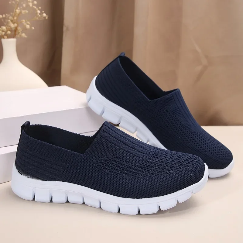 Dames Schoenen Hot Sale Slip-On Dames Gevulkaniseerde Schoenen Lente En Herfst Ademend Mesh Effen Kleur Casual Wandelschoenen