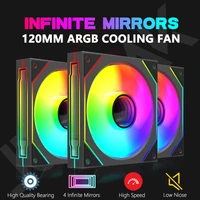 JUMPEAK FX120 ARGB Sync efecto espejo infinito ventilador de refrigeración de 120mm PWM silencioso 12cm RGB ventiladores para PC caja de ordenador CPU enfriador de agua