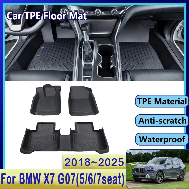 

Car Floor Mats For BMW X7 G07 2018~2025 5seat 6seat 7seat Waterproof Pads Left Hand Driver Foot Cover Floor Rug Auto Accessories