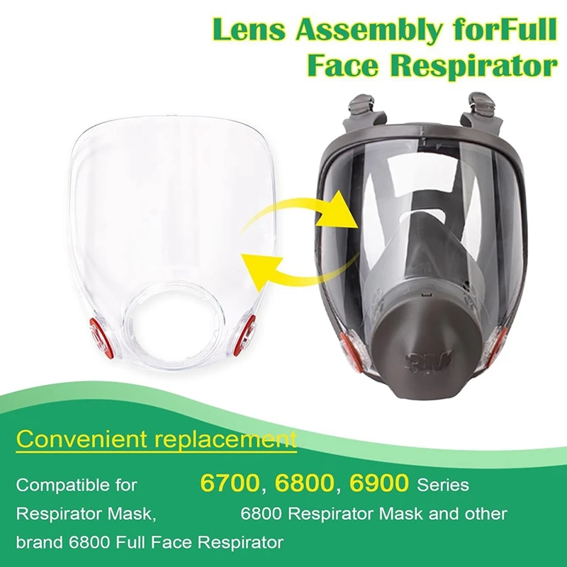 Replacement Parts Lens Assembly And 20 Packs 6885 Lens Cover For 6885, 6000, 6700, 6800, 6900 Series Respirator Mask