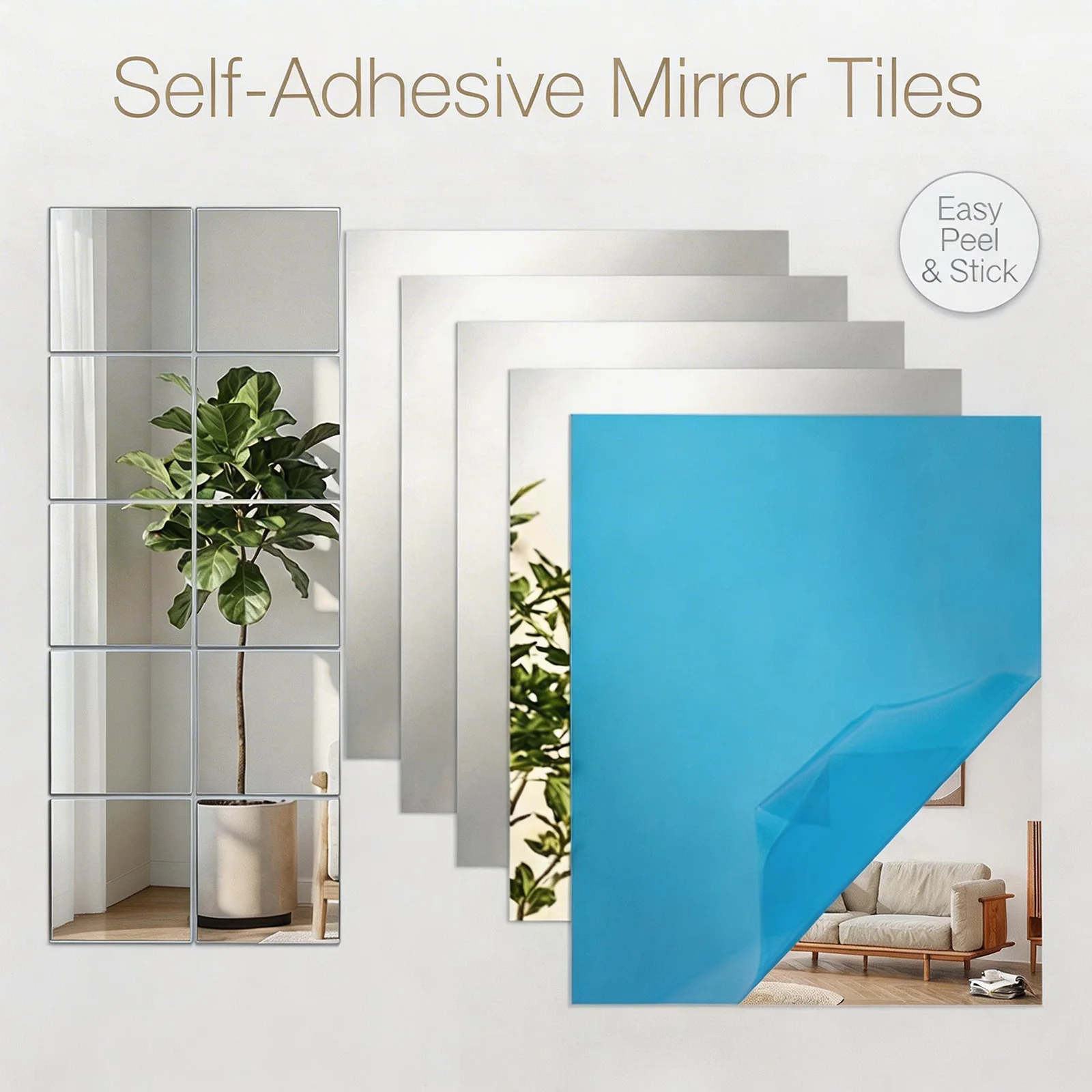 40/10 pièces de feuilles de miroir autocollantes, miroirs flexibles, autocollants muraux amovibles, décoration murale artistique DIY pour la maison, la chambre à coucher