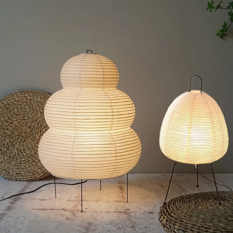 

LED Japanese Rice Paper Lamp Modern Dimming Table Lantern Noguchi Tripod Floor Lamp Creative Home Reading Lamp Art Fixture Gift