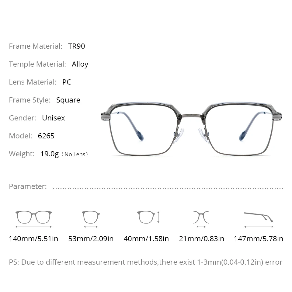 NIANZHEN النظارات الطبية التقدمية الرجال اللونية قصر النظر عدسة بصرية النظارات النساء سبيكة مربع النظارات الإطار 6265 #5