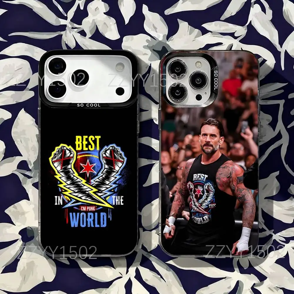 

W-WWE C-Cm Punk Phone Case For iPhone 17,16,15,14,13,12,X,8,Pro,Max,Plus,SE4,Air,Mini HD Black IMD Matte
