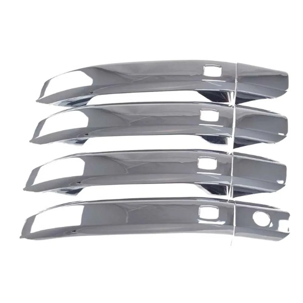 Car Upgrade Carbon Fiber Glossy Black Chrome Silver Door Handle Cover For Chevrolet Colorado 2015-2020 Decoration Accessories