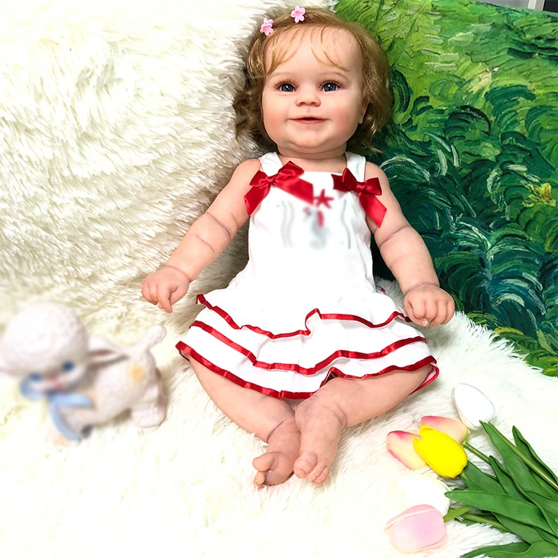 55CM Full Body Silicone Reborn Baby Doll Girl Toddler regalo di bambola fatta a mano di alta qualità