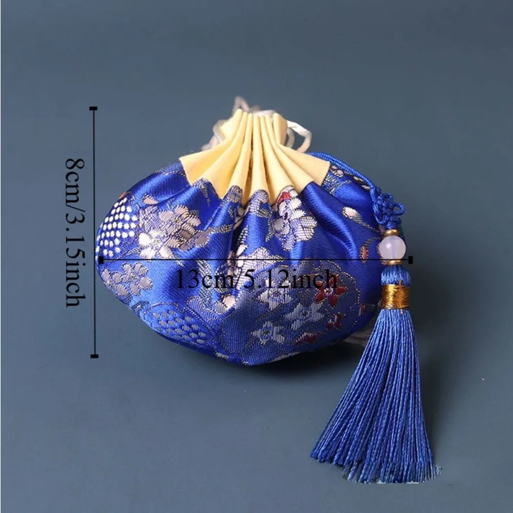 เคสลายดอกไม้พู่เชือกรูดแขวนตกแต่งซองเปล่ากระเป๋าผู้หญิงกระเป๋าเครื่องประดับสไตล์จีนกระเป๋าเก็บ