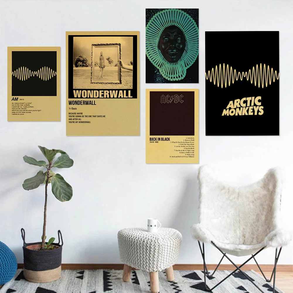 Music Cover Posters Retro Kraft Paper Prints Music Album Poster Vintage Home Room Decor Aesthetic Art Wall Painting