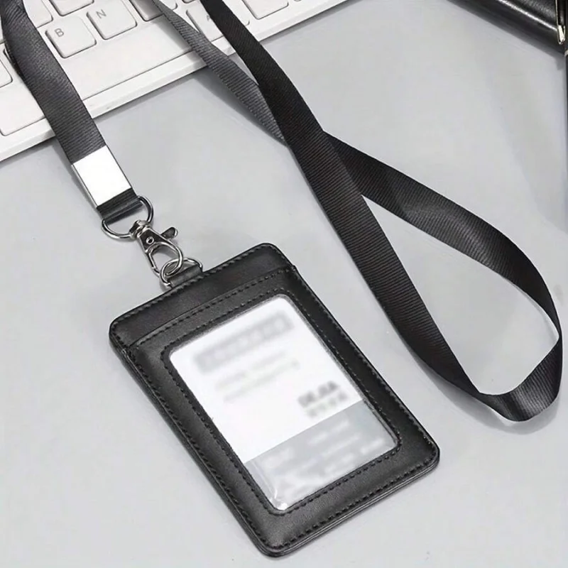 PU Leather Vertical Badge Holder With For Work Place Work Card Access Employee Chest Card And Meal School Stuff Students image 6