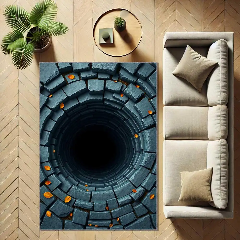 سجادة باب على شكل كهف عميق ثلاثية الأبعاد، سجادة أرضية غير قابلة للانزلاق، مناسبة لغرفة المعيشة وغرفة النوم والحمام وديكور المنزل في العطلات