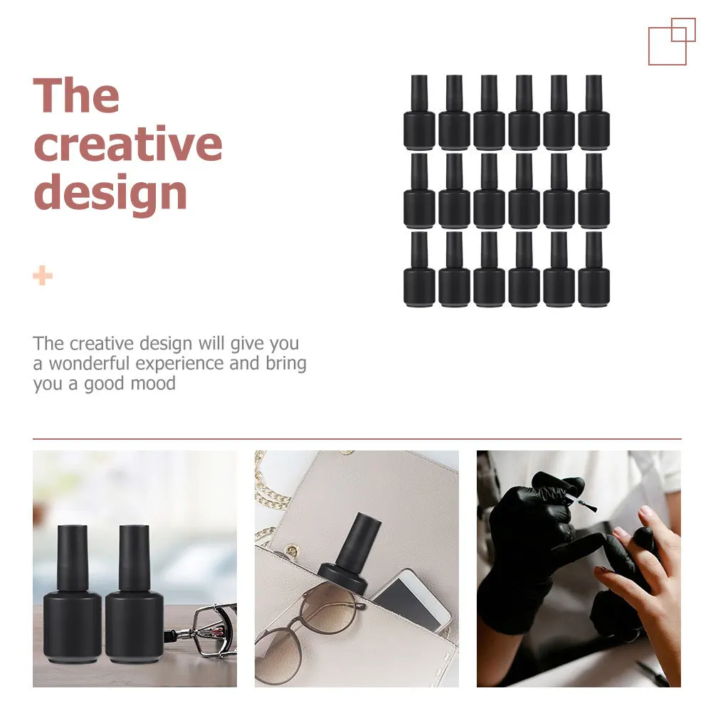 

20Pcs 15ml Glass Nail Polish Bottles Portable Containers with Brush for Nail Gel Storage Touch Up Bottles Containers