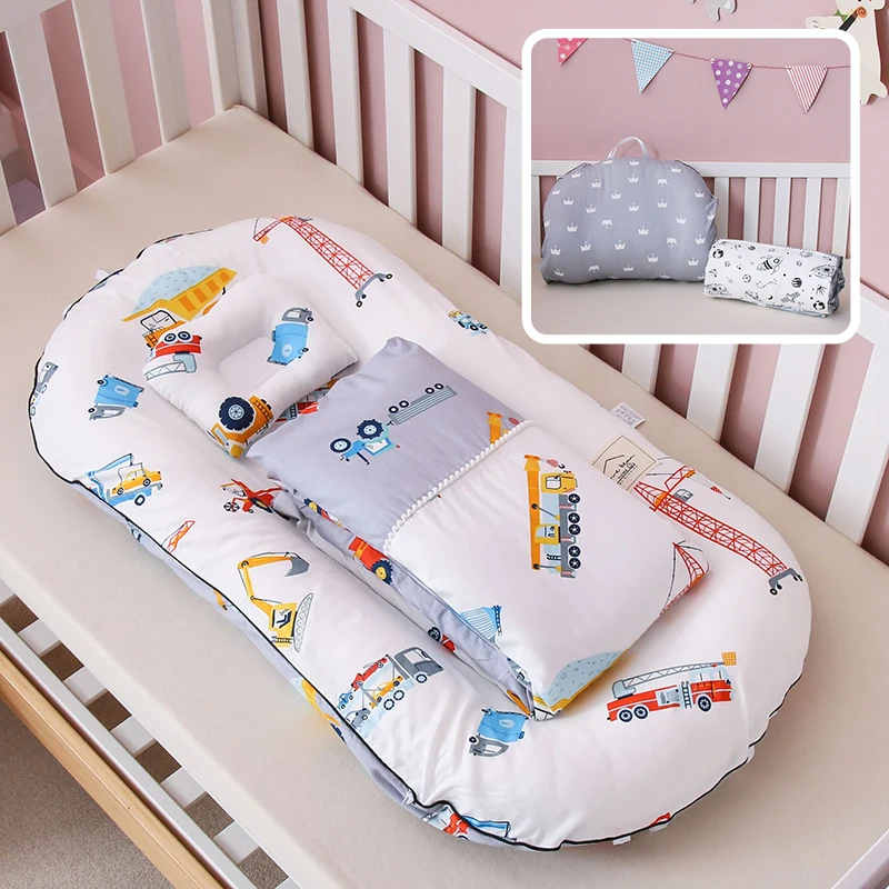 

3Pcs Portable Baby Bed With Pillow Quilt Crib Bedding Set for Baby Boy Newborn Nest Infant Sleeping Travel Beds Bassinet Bumper