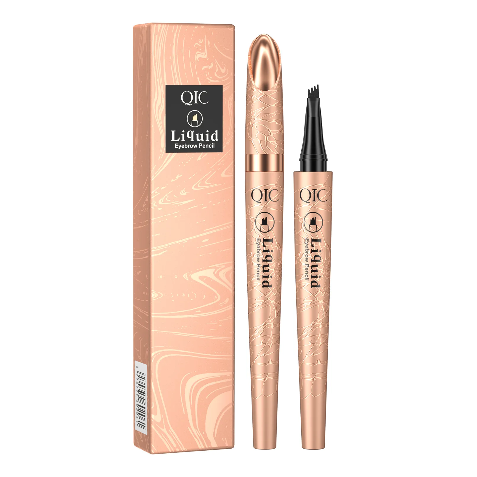 QIC Four-Jaw Ultra-Fine Liquid Eyebrow Pencil Tattoo Pencil Waterproof Sweat-Proof Dark Brown Liquid Brow Pen Makeup Cosmetics