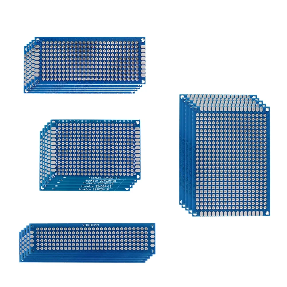 10 Stück 2x8 Cm Doppelseitige Prototyping-Platine FR4 – Lochraster Mit 2,54 Mm Raster, Verzinnt, Für